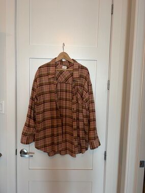 Wilfred Plaid Button-Down Shirt in Brown and Pink Tones